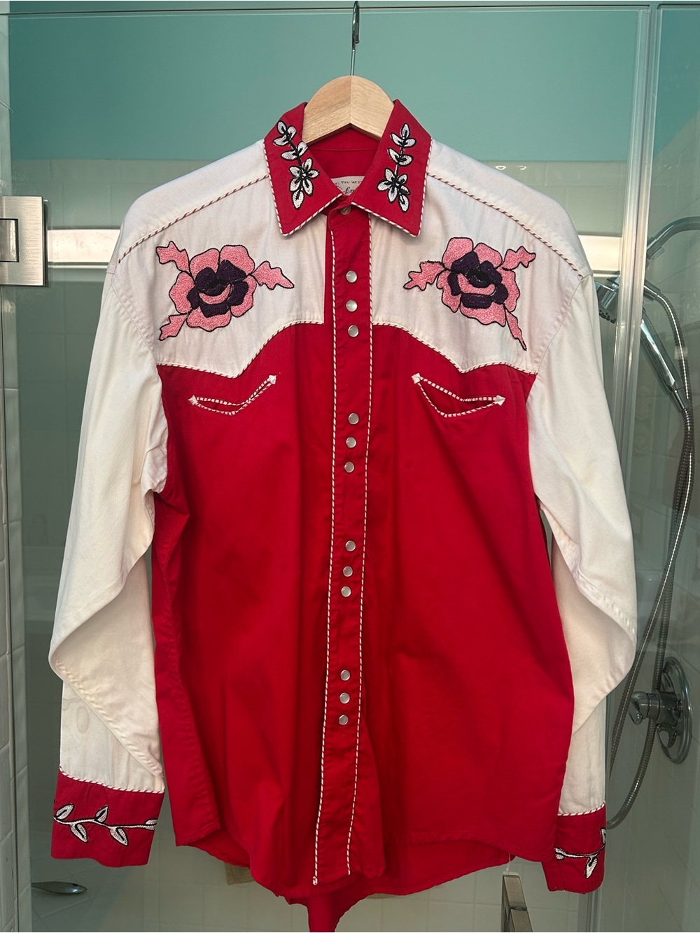 Rockmount Vintage Red & White Western Embroidered Men’s Shirt